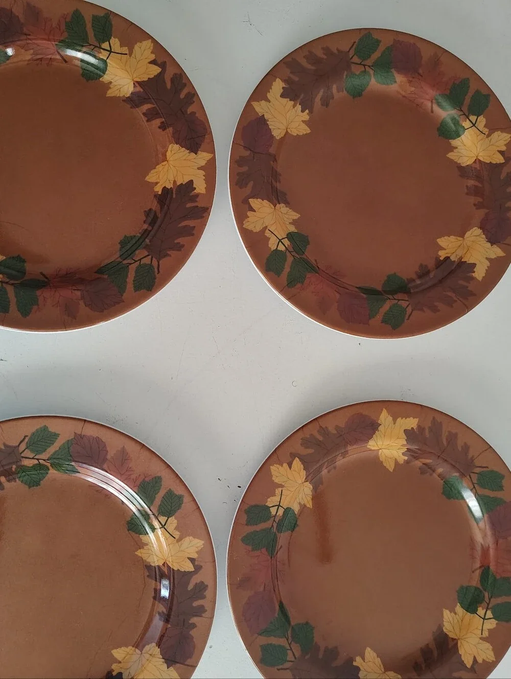 Essex 12 Pc Melamine Dinnerware Set Fall Autumn Leaves Plates Bowls